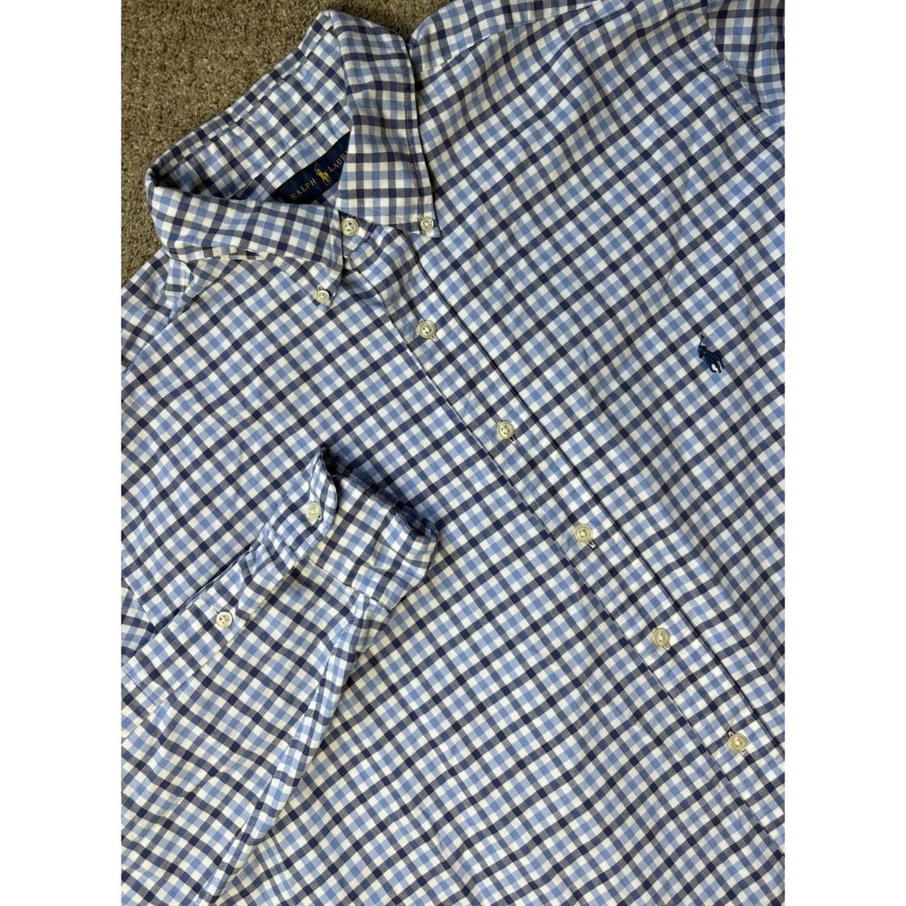 Polo Ralph Lauren Mens XLT XL Tall Button Down Long Sleeve Shirt Gingham Plaid